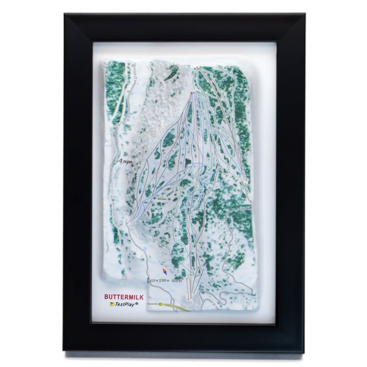 TestPlayNA 3D ski resort map of Buttermilk, Aspen showing beginner-friendly terrain and lifts