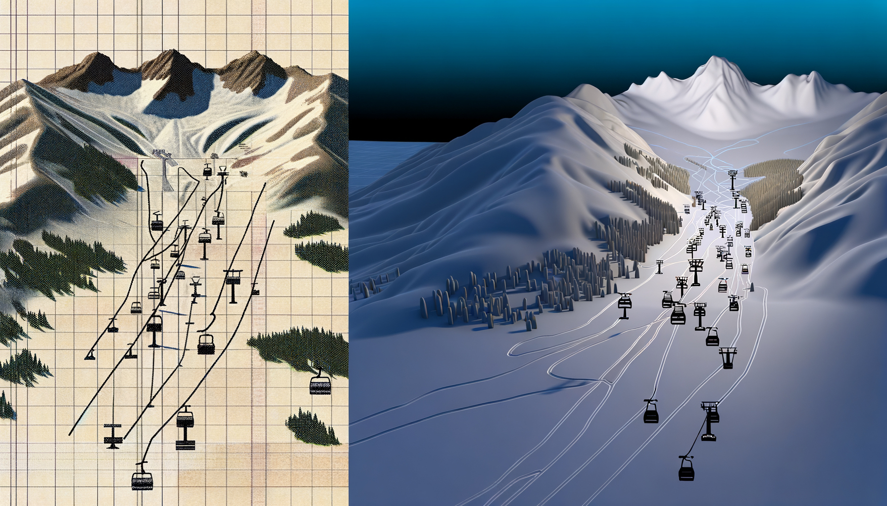 Ski Map Evolution: Flat Maps to TESTPLAY 3D Relief