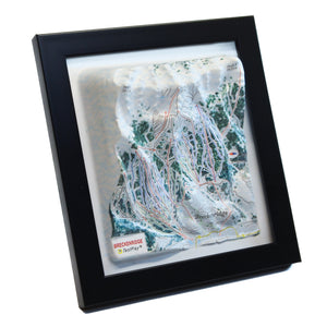 TESTPLAY Breckenridge Ski Area 3D raised relief map showing topography, lifts and ski runs.