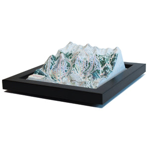 TESTPLAY Breckenridge Ski Area 3D raised relief map showing topography, lifts and ski runs.