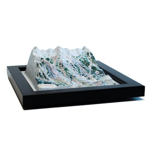 TESTPLAY Breckenridge Ski Area 3D raised relief map showing topography, lifts and ski runs.