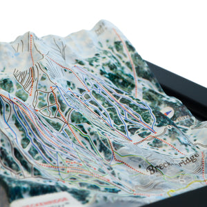TESTPLAY Breckenridge Ski Area 3D raised relief map showing topography, lifts and ski runs.