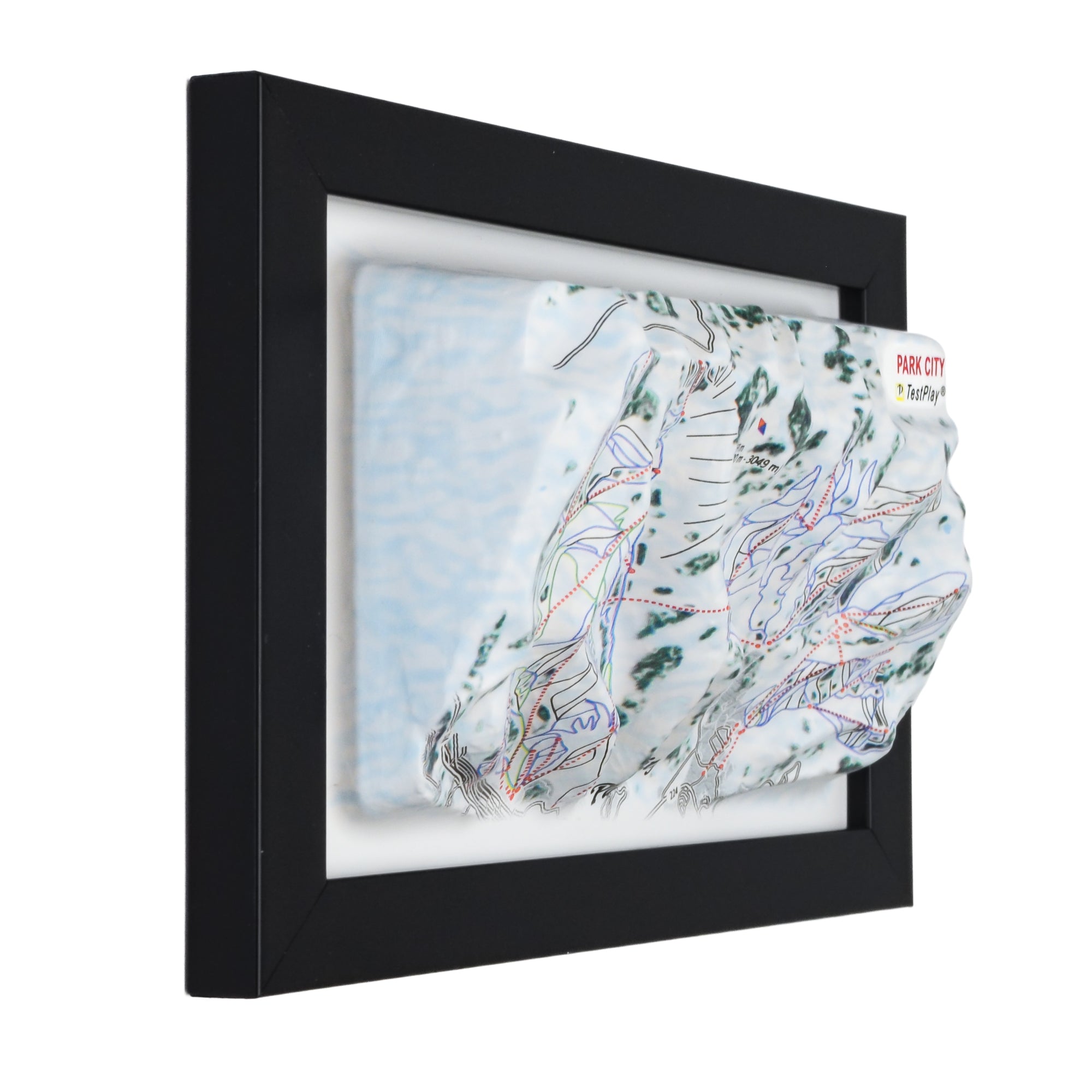 TestPlayNA 3D ski resort map of Park City showing vast terrain, runs, and lifts