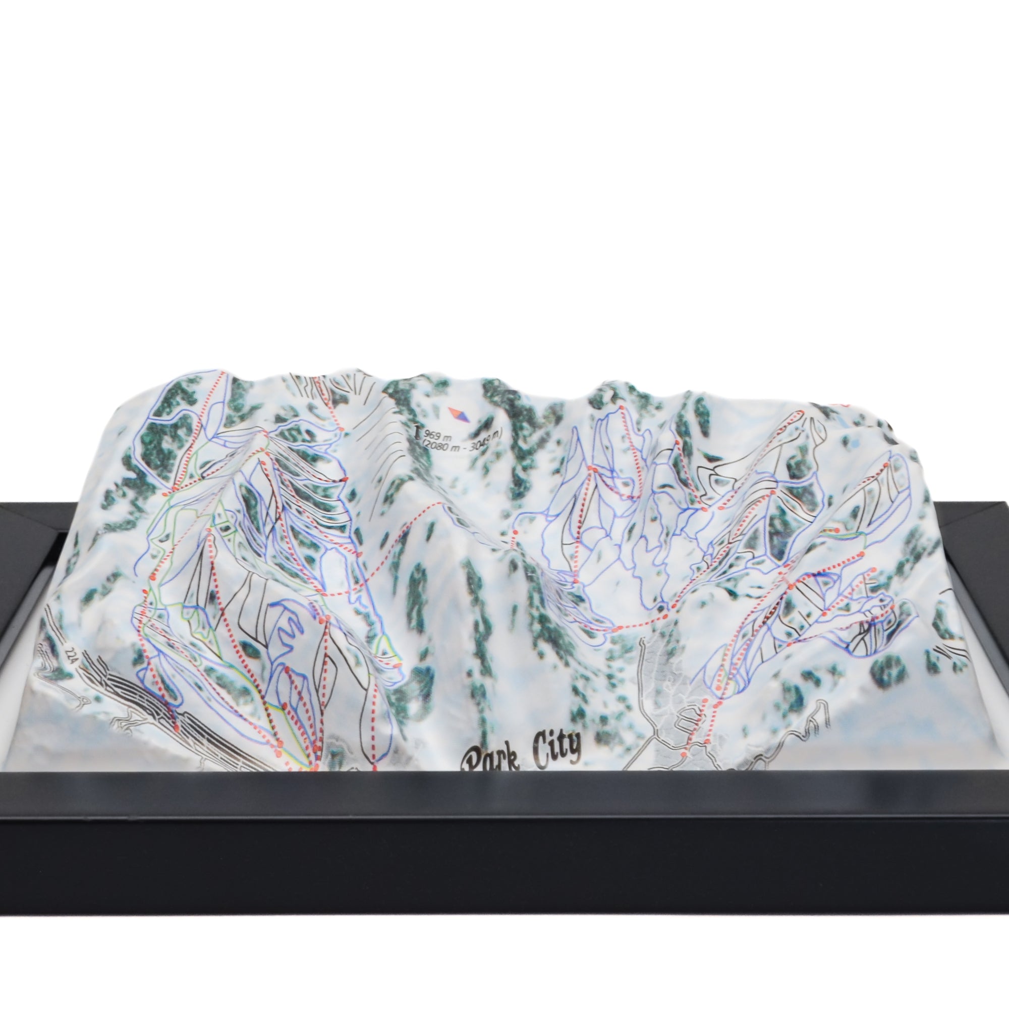 TestPlayNA 3D ski resort map of Park City showing vast terrain, runs, and lifts