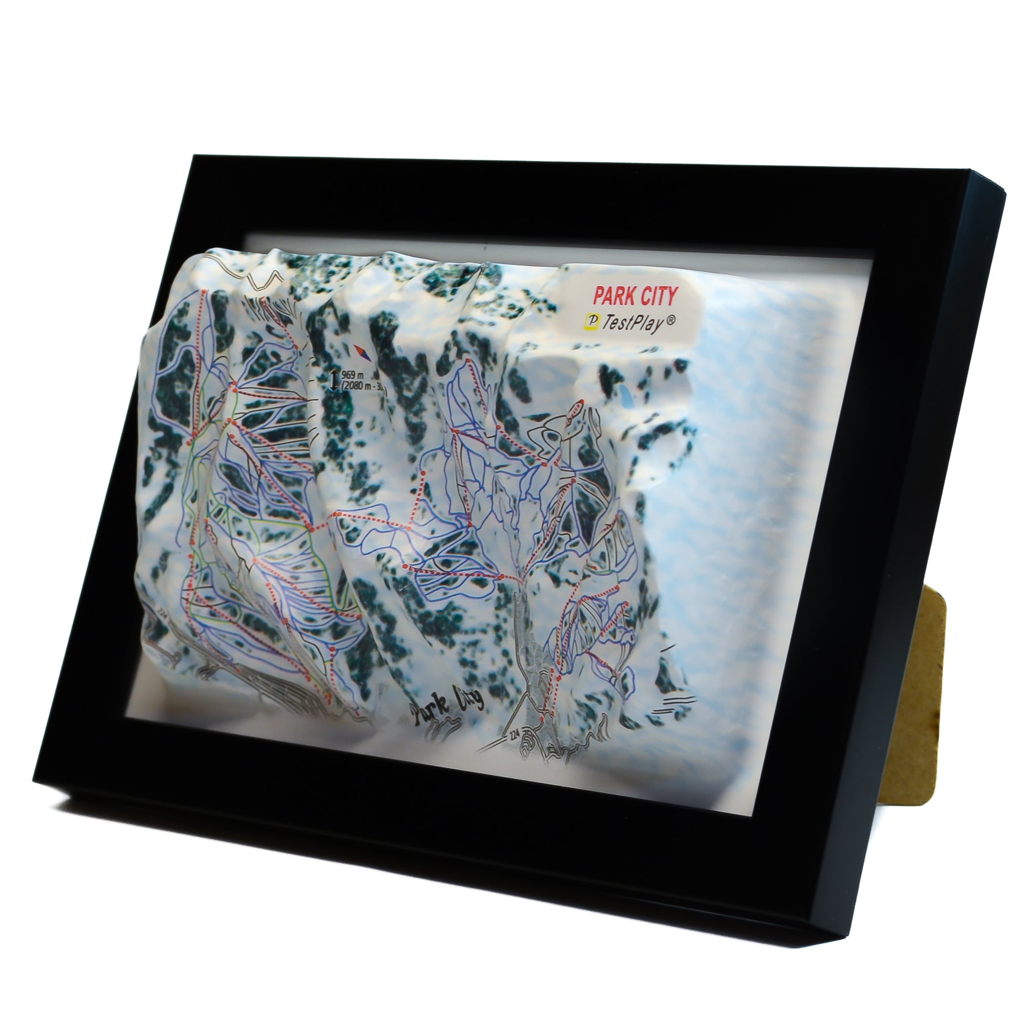 TestPlayNA 3D ski resort map of Park City showing vast terrain, runs, and lifts