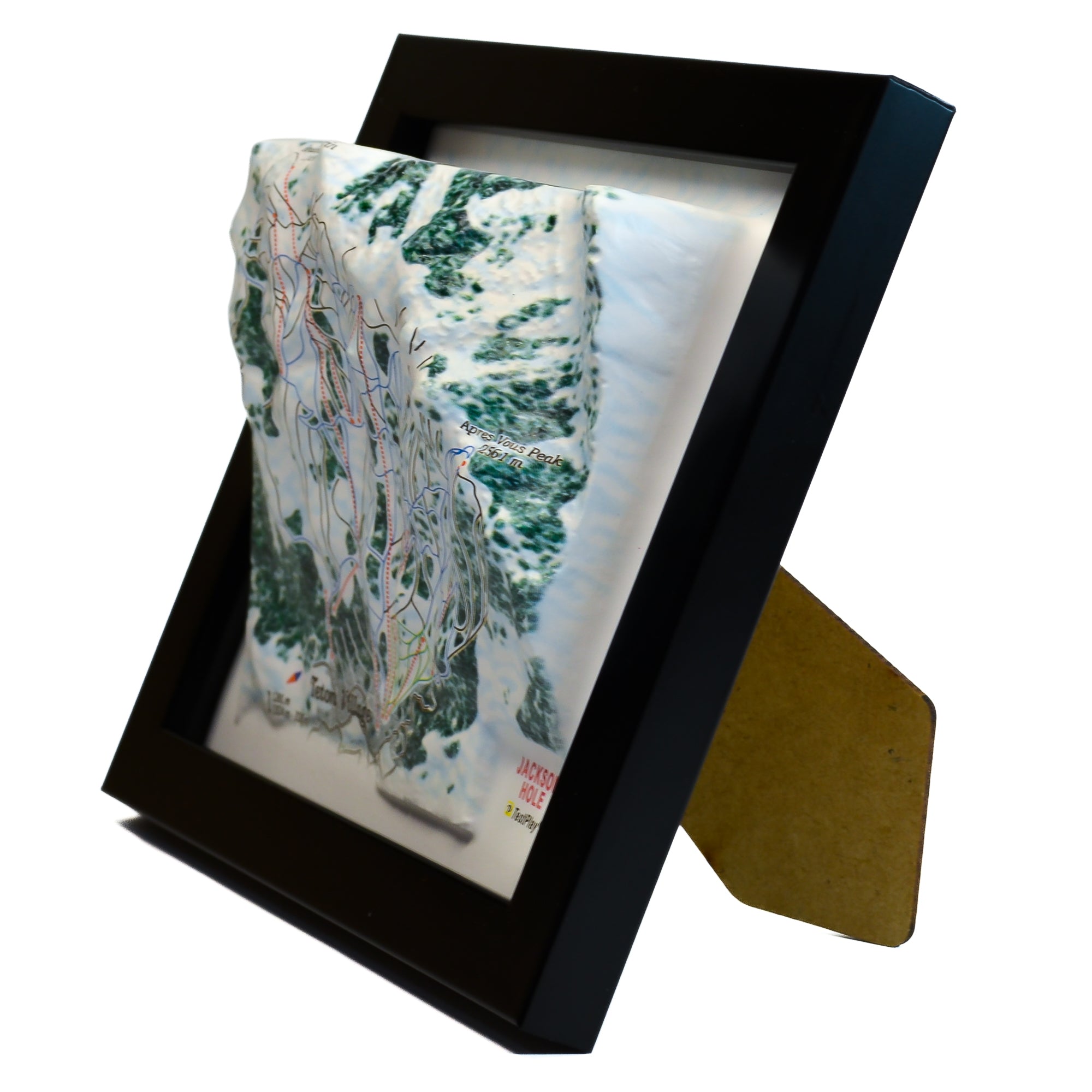 TestPlayNA 3D ski resort map of Jackson Hole, Tetons showing steep terrain, runs, and lifts