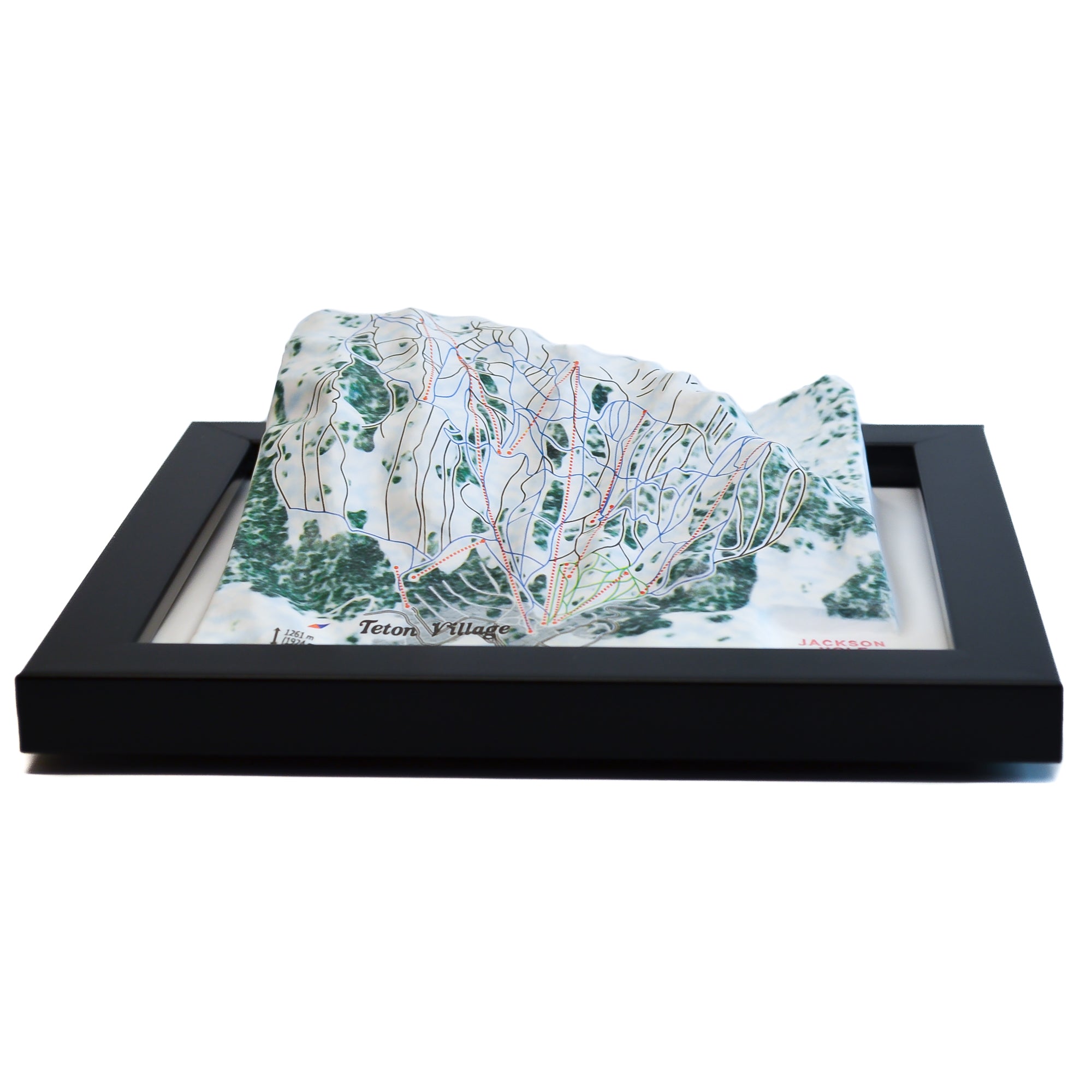 TestPlayNA 3D ski resort map of Jackson Hole, Tetons showing steep terrain, runs, and lifts