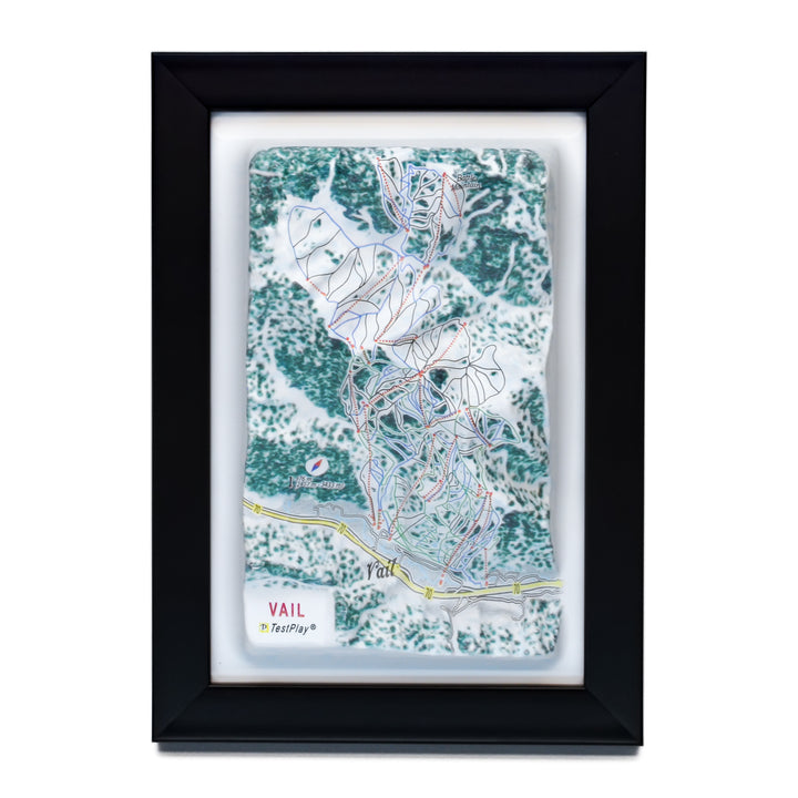 TestPlayNA 3D ski resort map of Vail, Rocky Mountains showing terrain, runs, and back bowls