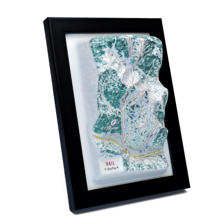 TestPlayNA 3D ski resort map of Vail, Rocky Mountains showing terrain, runs, and back bowls