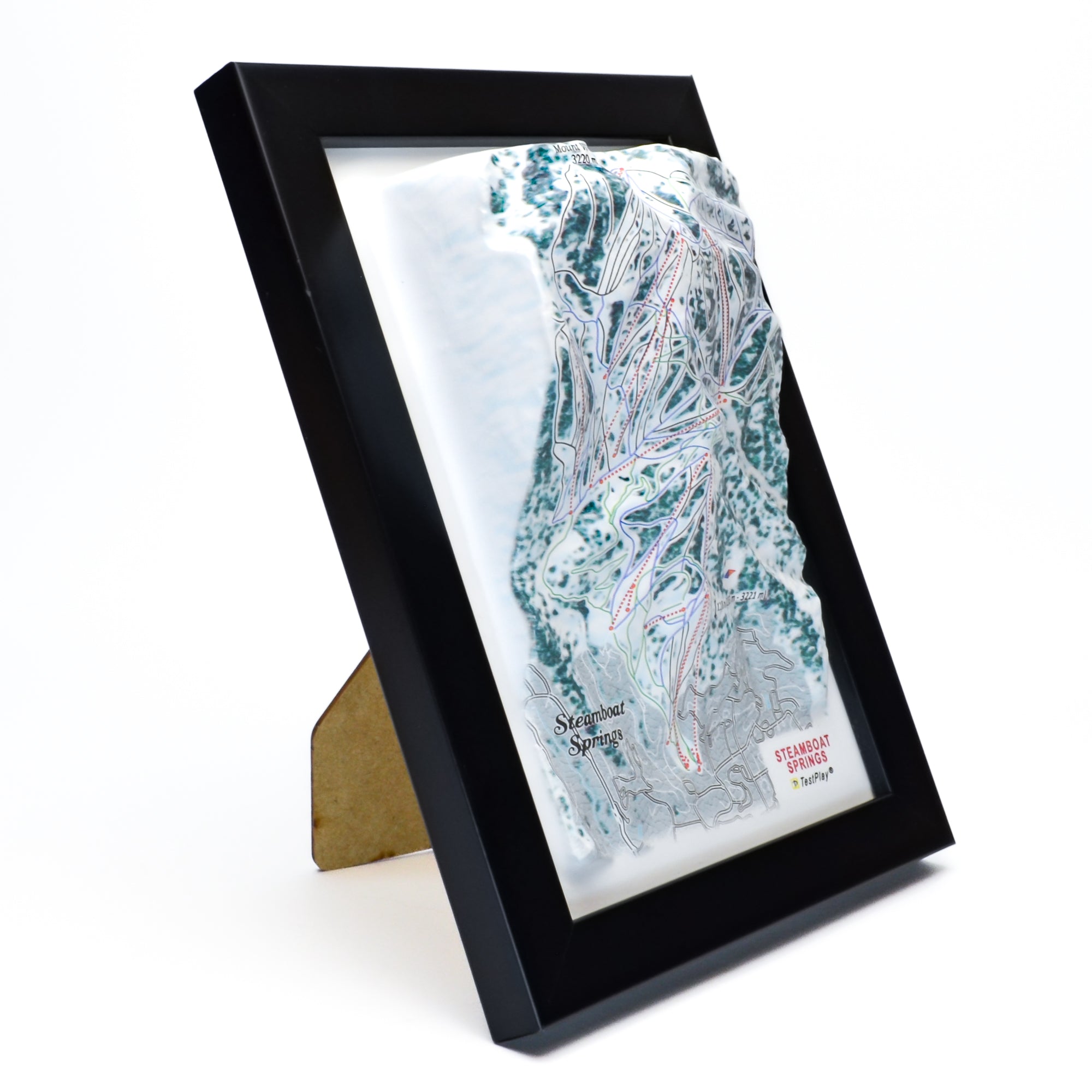 TestPlayNA 3D ski resort map of Steamboat Springs showing family-friendly terrain and lifts