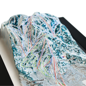 TestPlayNA 3D ski resort map of Steamboat Springs showing family-friendly terrain and lifts