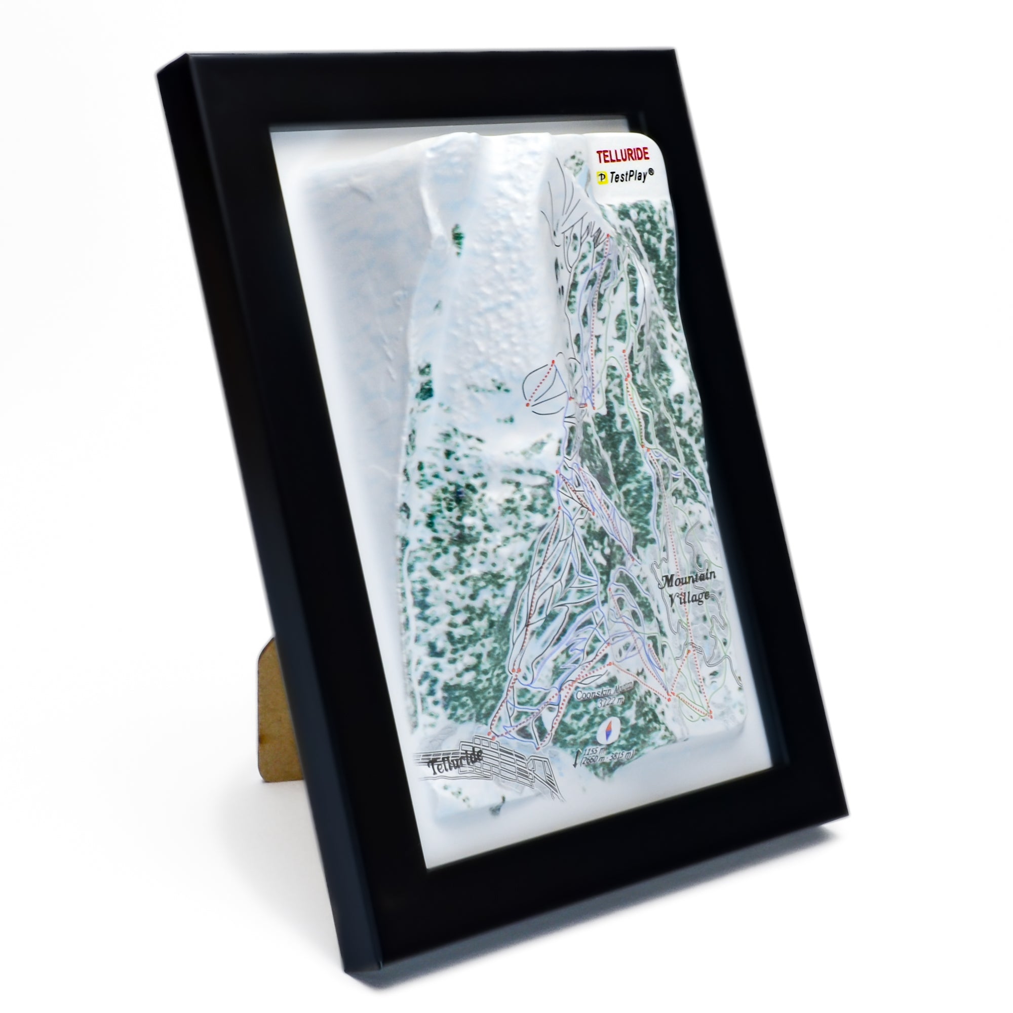 TestPlayNA 3D ski resort map of Telluride showing diverse terrain, runs, and lifts