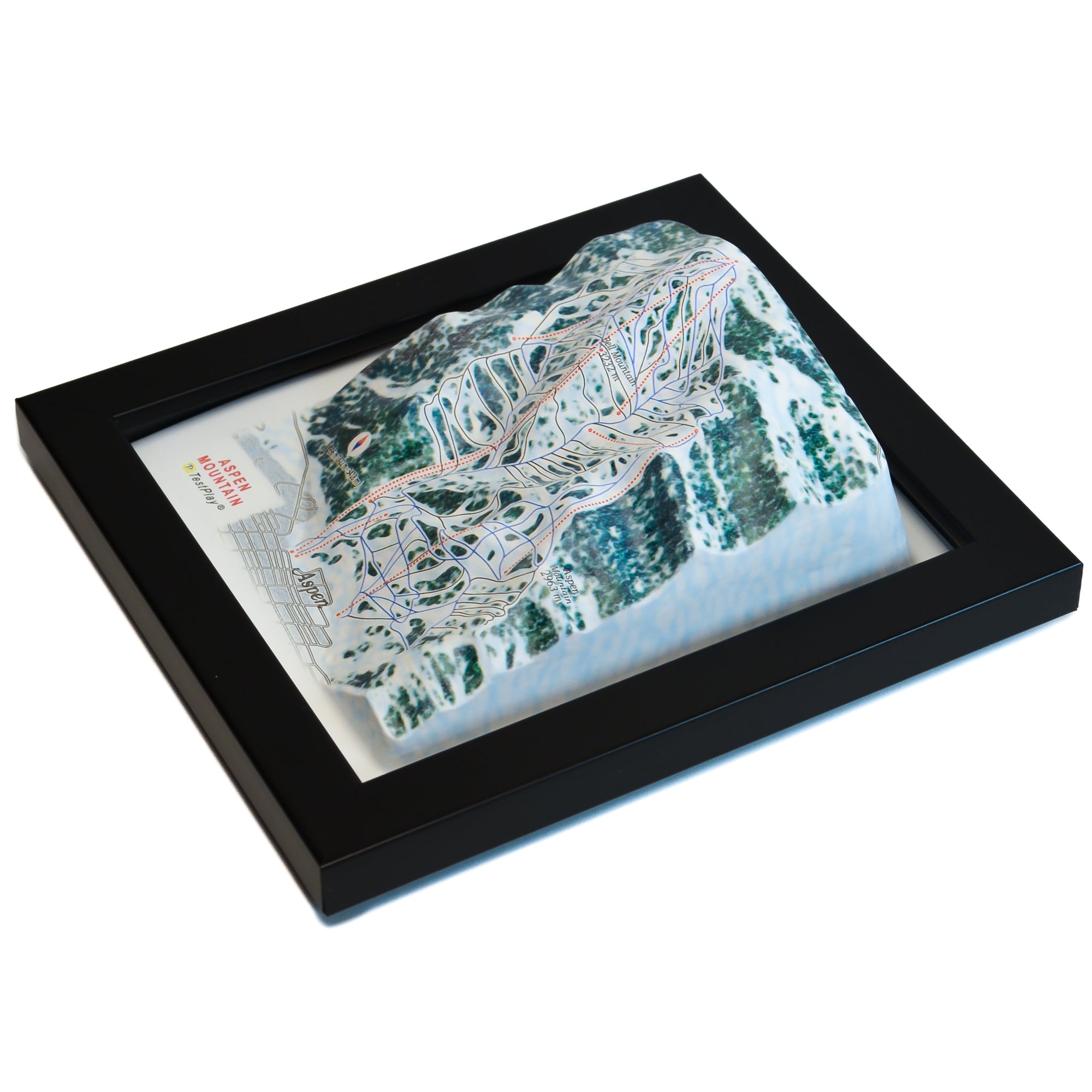 TestPlayNA 3D ski resort map of Aspen Mountain showing challenging terrain and lifts