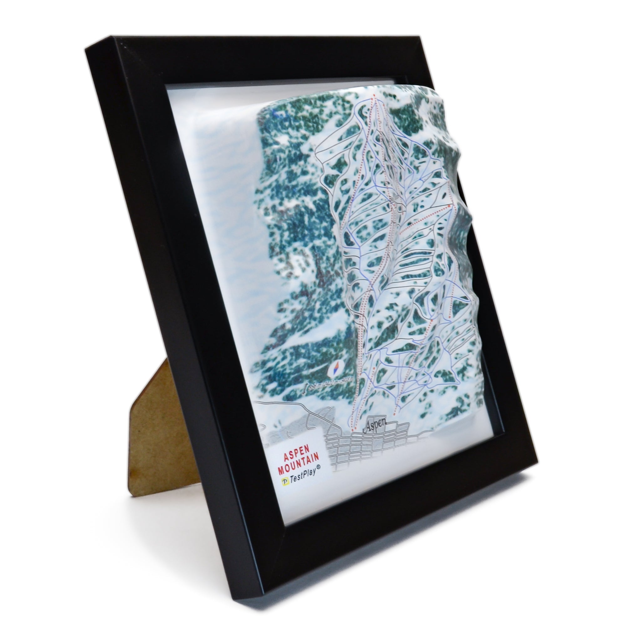 TestPlayNA 3D ski resort map of Aspen Mountain showing challenging terrain and lifts