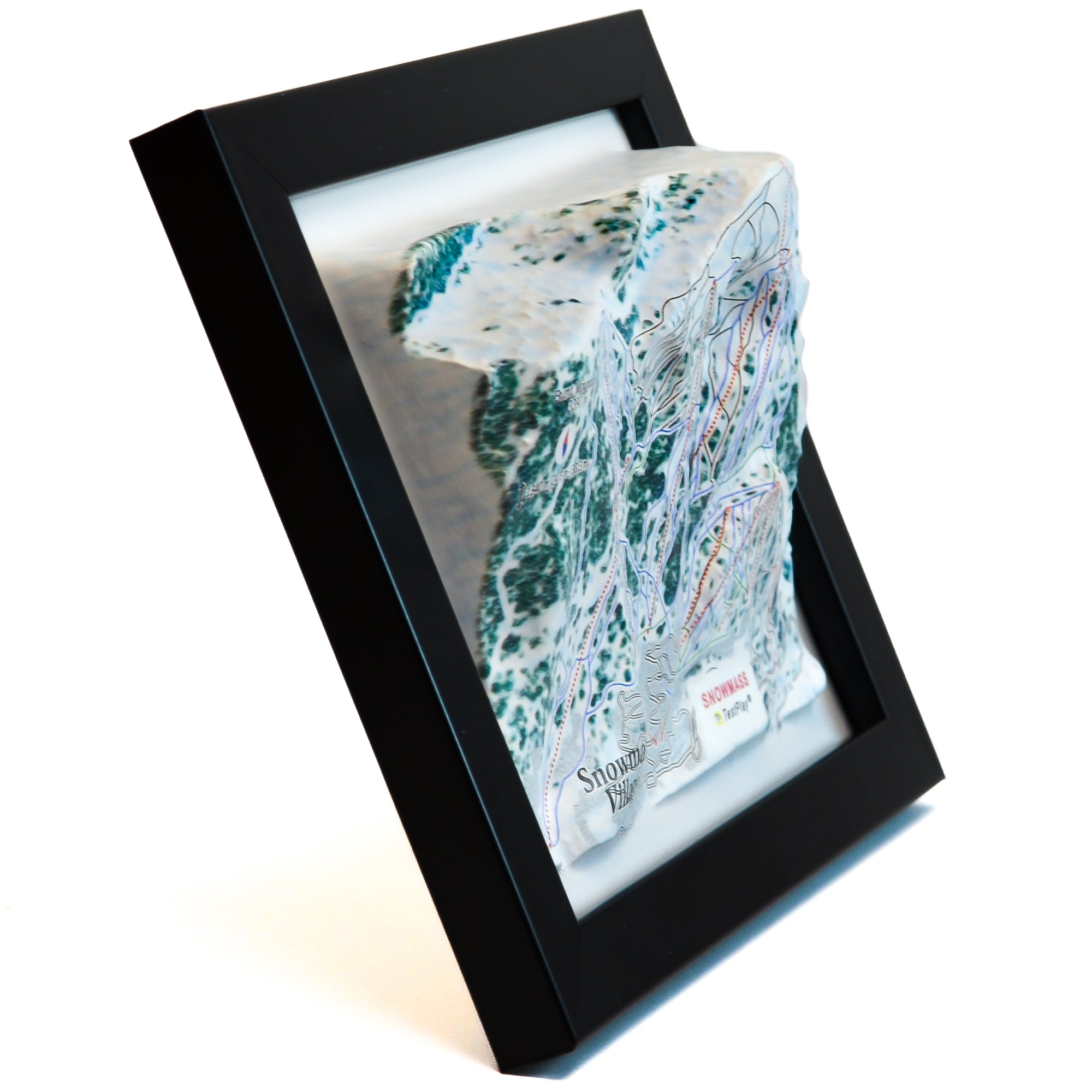 TestPlayNA 3D ski resort map of Snowmass, Aspen showing diverse terrain and lifts