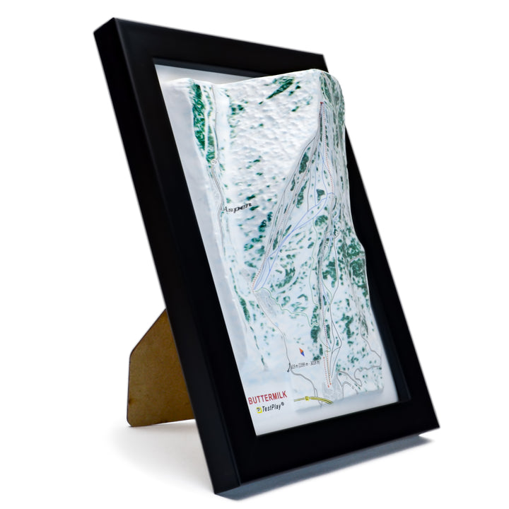 TestPlayNA 3D ski resort map of Buttermilk, Aspen showing beginner-friendly terrain and lifts