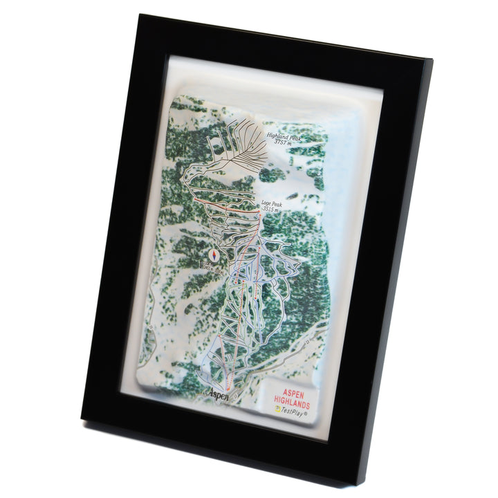 TestPlayNA 3D ski resort map of Aspen Highlands showing challenging terrain and lifts