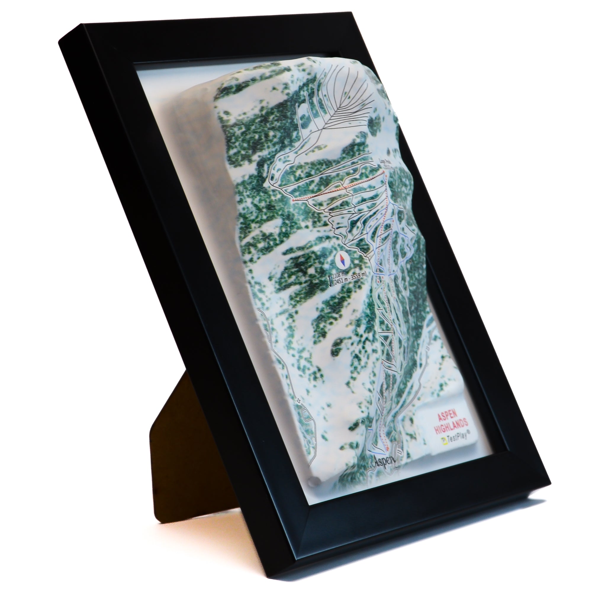 TestPlayNA 3D ski resort map of Aspen Highlands showing challenging terrain and lifts