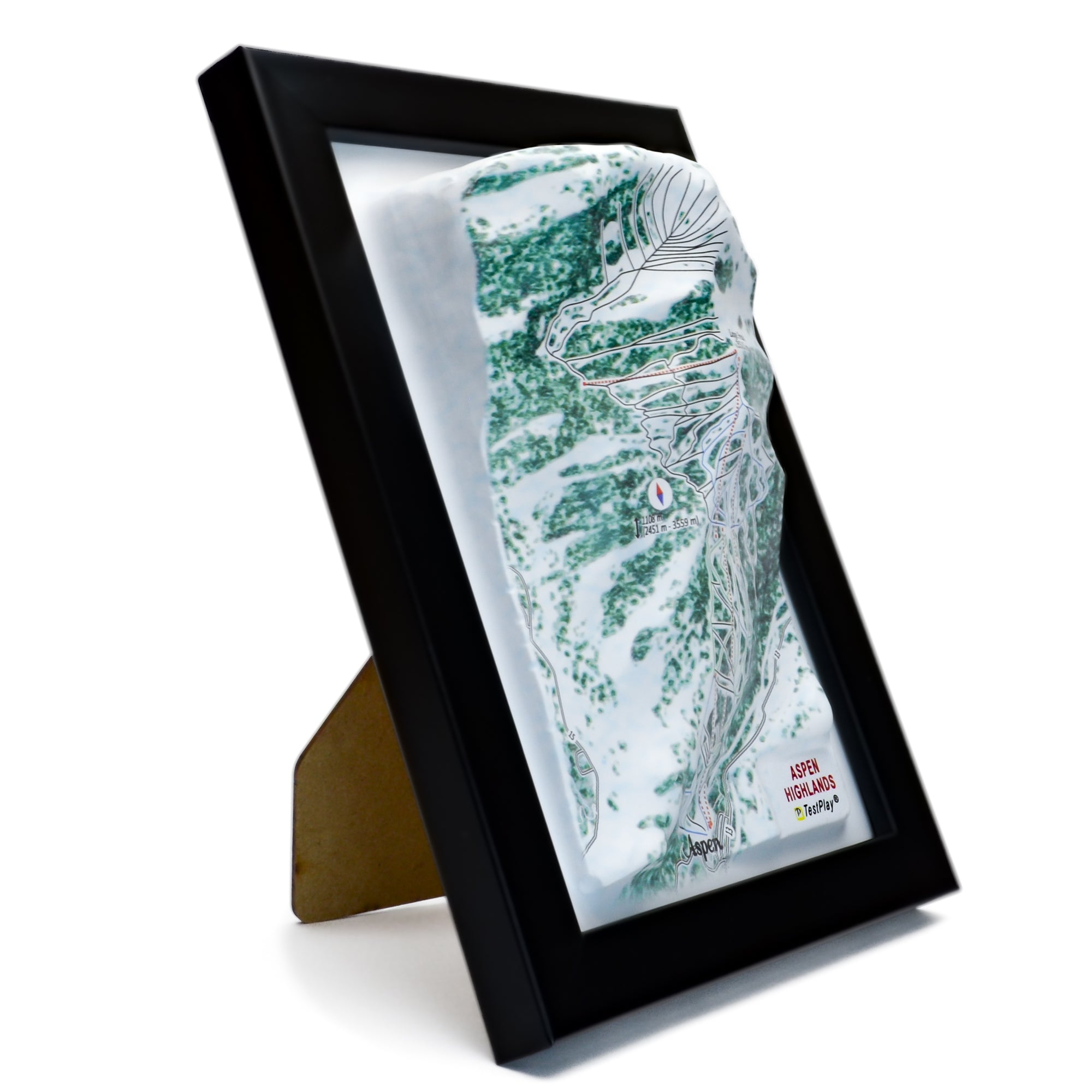 TestPlayNA 3D ski resort map of Aspen Highlands showing challenging terrain and lifts