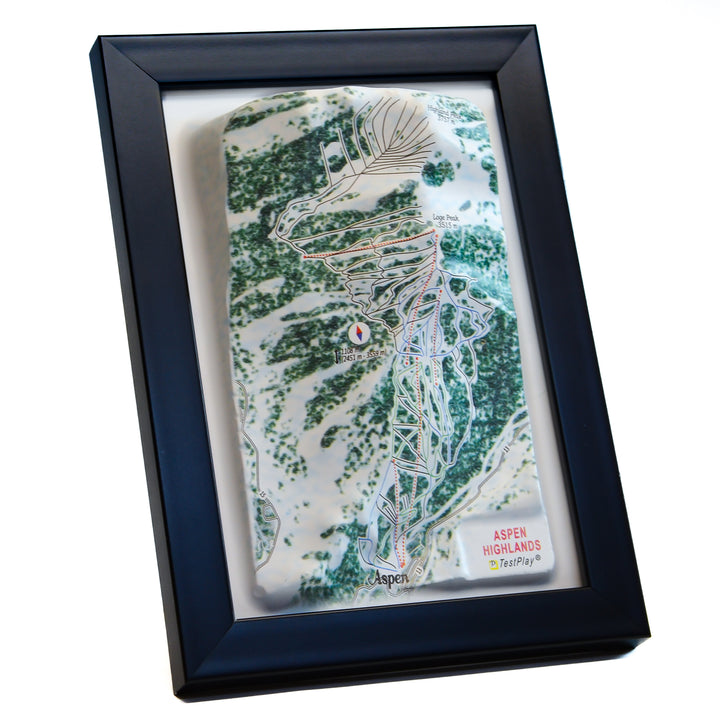 TestPlayNA 3D ski resort map of Aspen Highlands showing challenging terrain and lifts