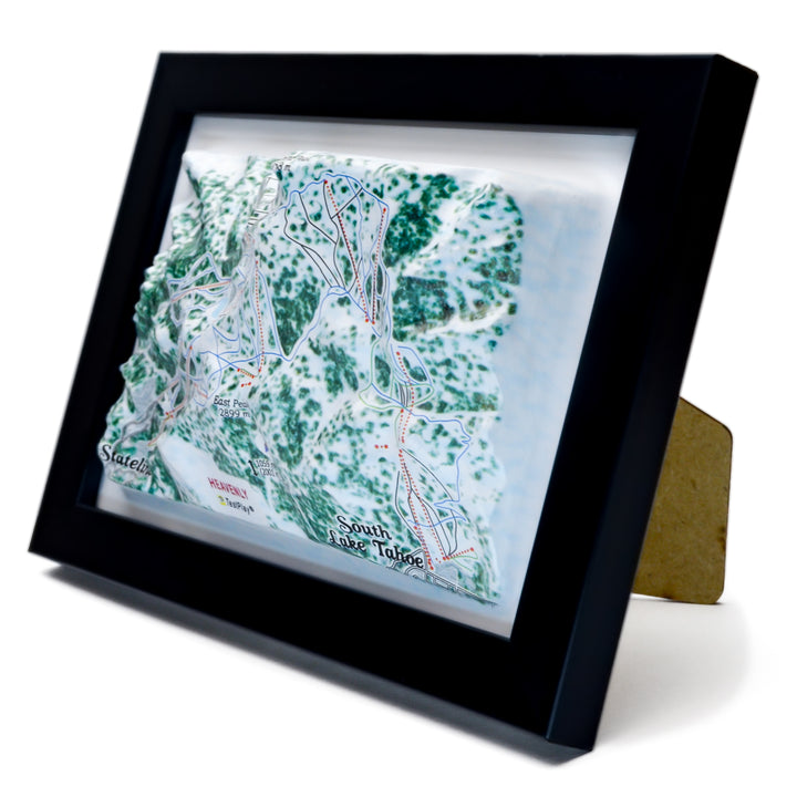TestPlayNA 3D ski resort map of Heavenly, Lake Tahoe showing terrain, runs, and lifts