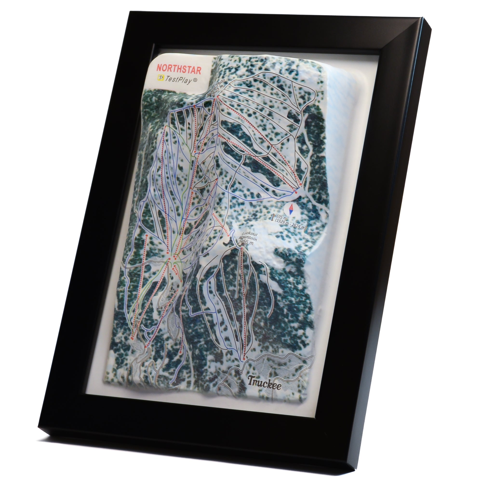 TestPlayNA 3D ski resort map of Northstar, Lake Tahoe showing terrain, runs, and lifts