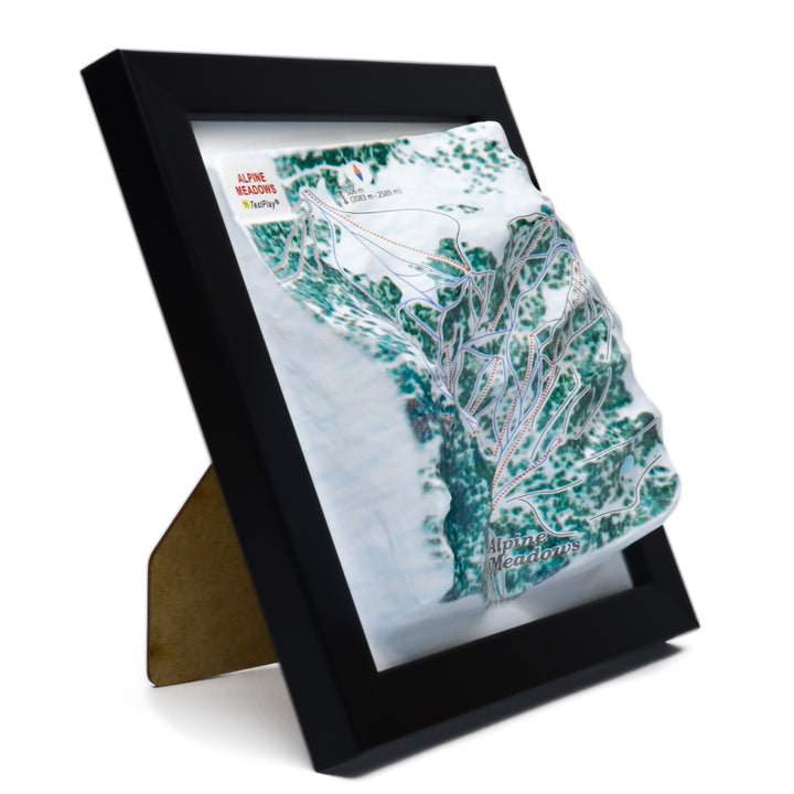 TestPlayNA 3D ski resort map of Alpine Meadows showing terrain, runs, and lifts