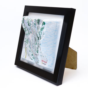 TestPlayNA 3D ski resort map of Deer Valley showing groomed trails and terrain