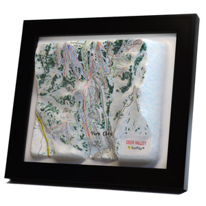 TestPlayNA 3D ski resort map of Deer Valley showing groomed trails and terrain