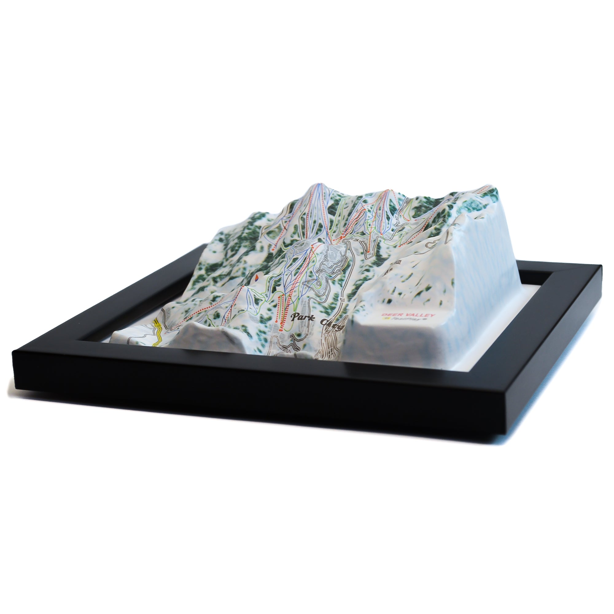TestPlayNA 3D ski resort map of Deer Valley showing groomed trails and terrain