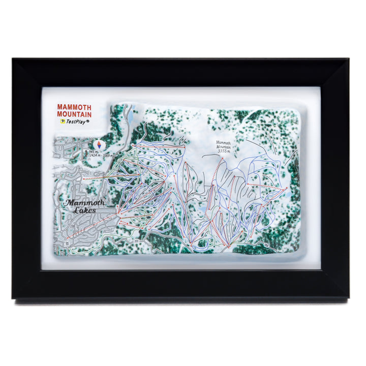 TestPlayNA 3D ski resort map of Mammoth Mountain showing mountains, terrain, and lifts