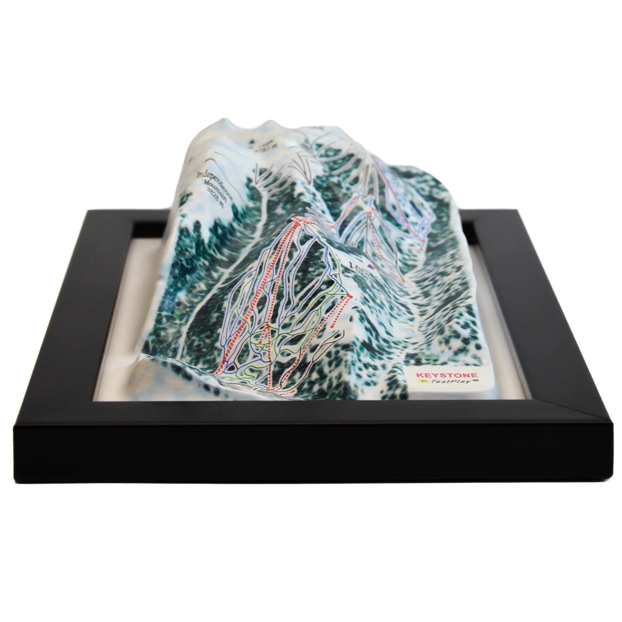 TestPlayNA 3D ski resort map of Keystone showing terrain, runs, and lifts