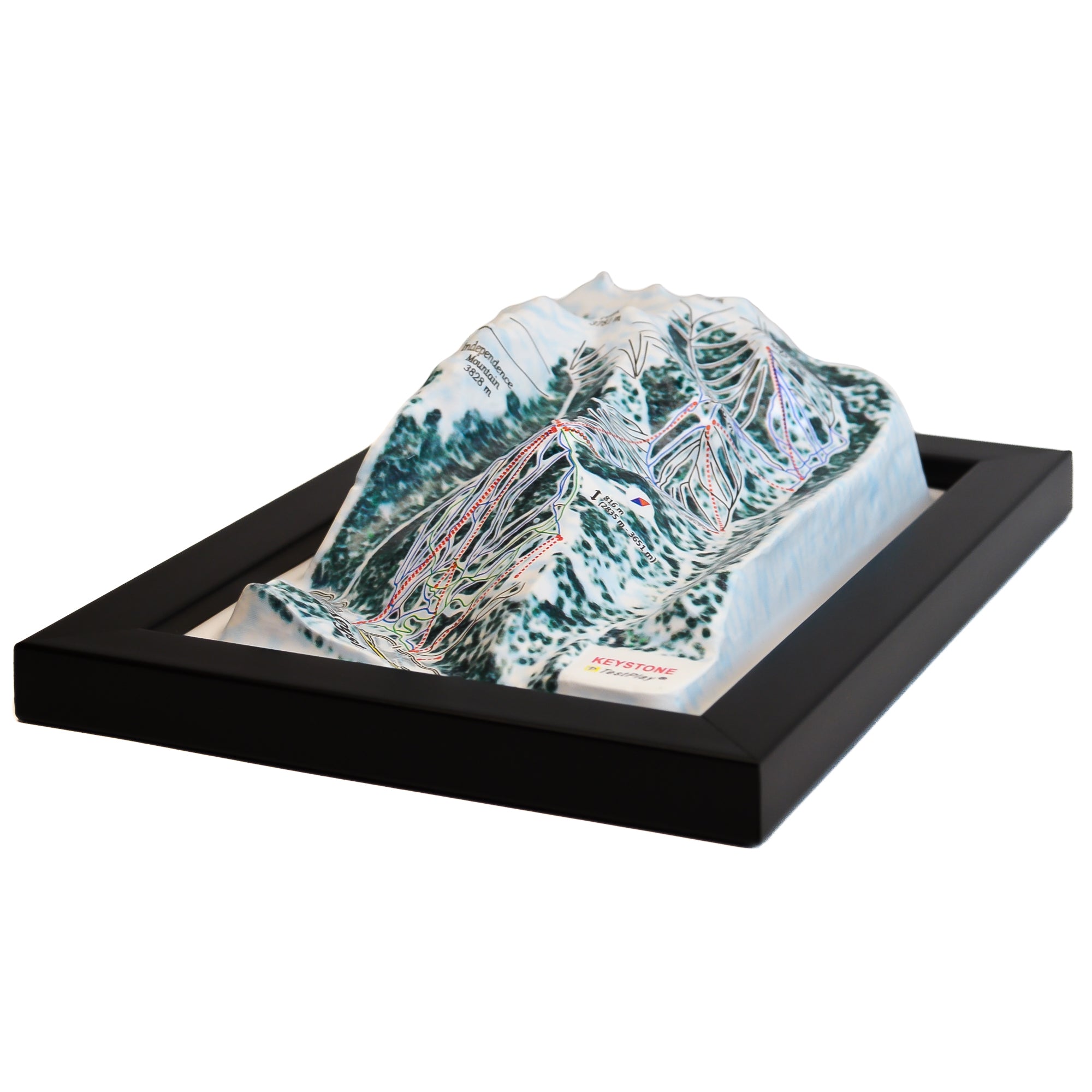 TestPlayNA 3D ski resort map of Keystone showing terrain, runs, and lifts