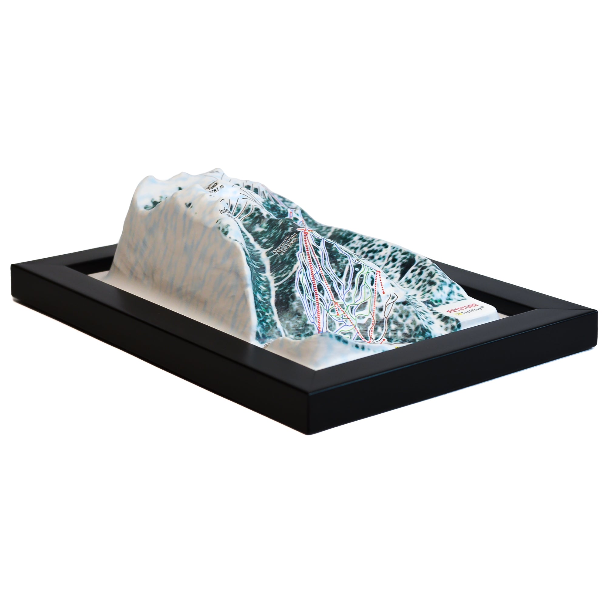 TestPlayNA 3D ski resort map of Keystone showing terrain, runs, and lifts