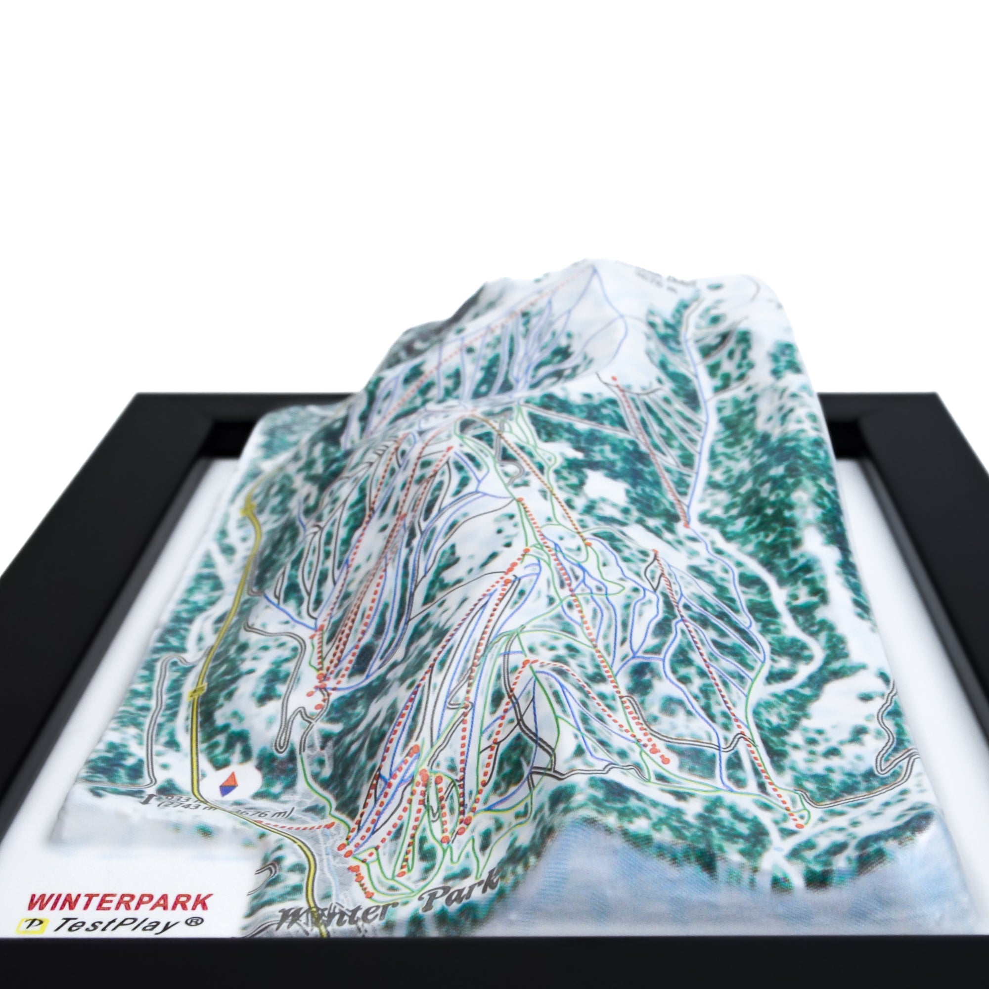 TestPlayNA 3D ski resort map of Winter Park showing varied terrain and lifts