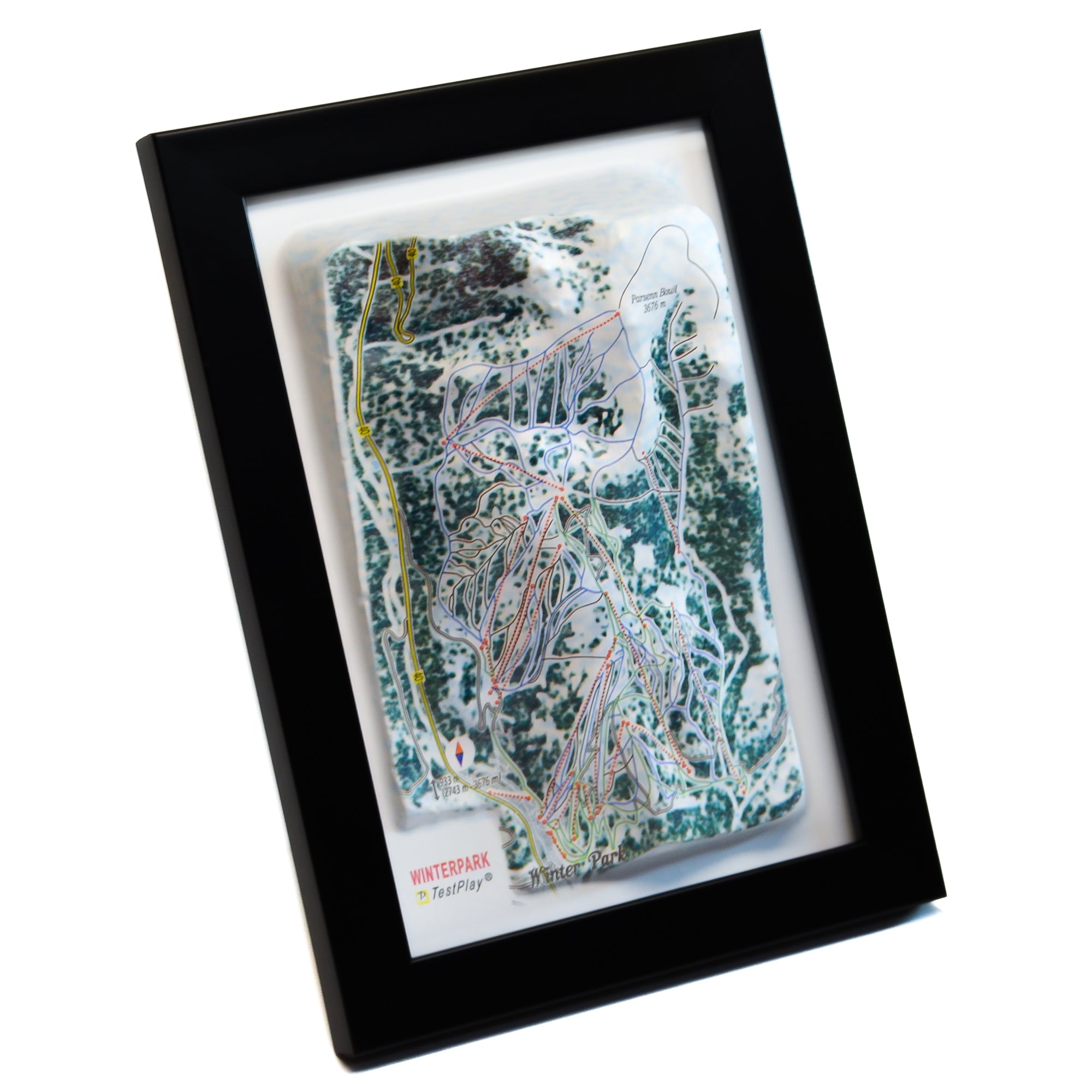 TestPlayNA 3D ski resort map of Winter Park showing varied terrain and lifts