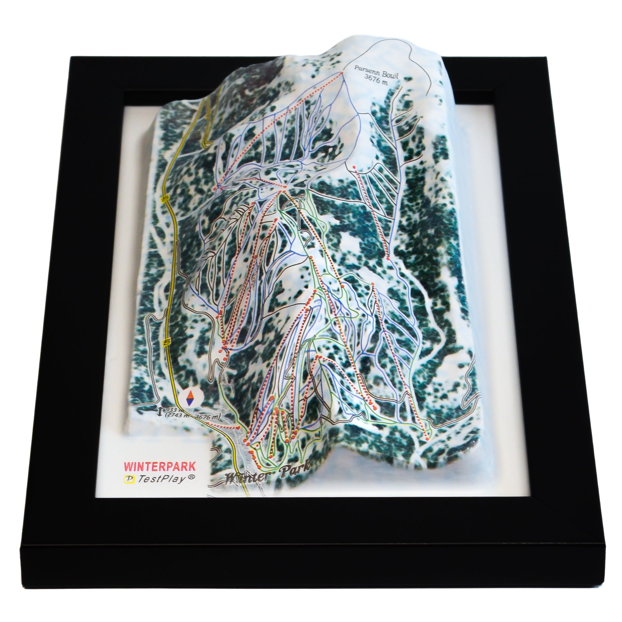 TestPlayNA 3D ski resort map of Winter Park showing varied terrain and lifts