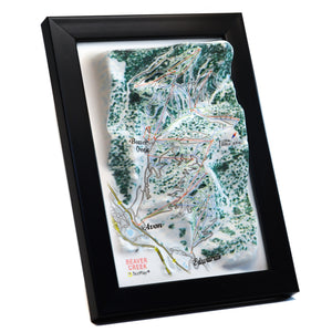 TestPlayNA 3D ski resort map of Beaver Creek showing terrain, winding trails, and lifts