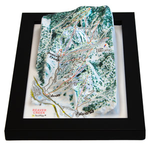 TestPlayNA 3D ski resort map of Beaver Creek showing terrain, winding trails, and lifts
