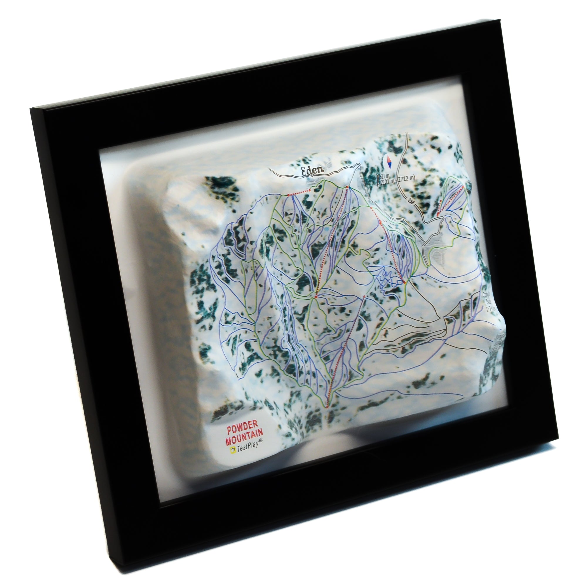 TestPlayNA 3D ski resort map of Powder Mountain showing terrain and lifts