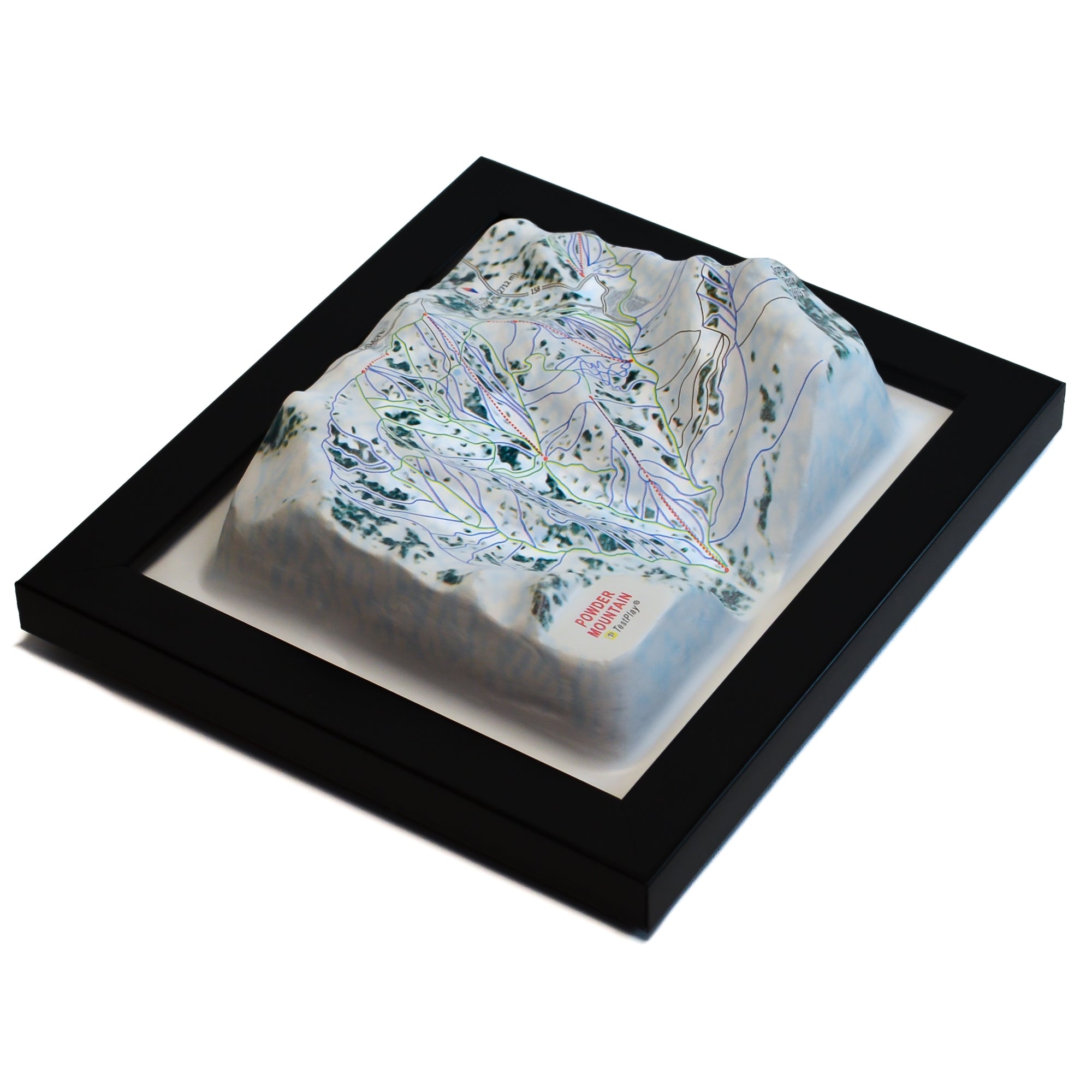 TestPlayNA 3D ski resort map of Powder Mountain showing terrain and lifts