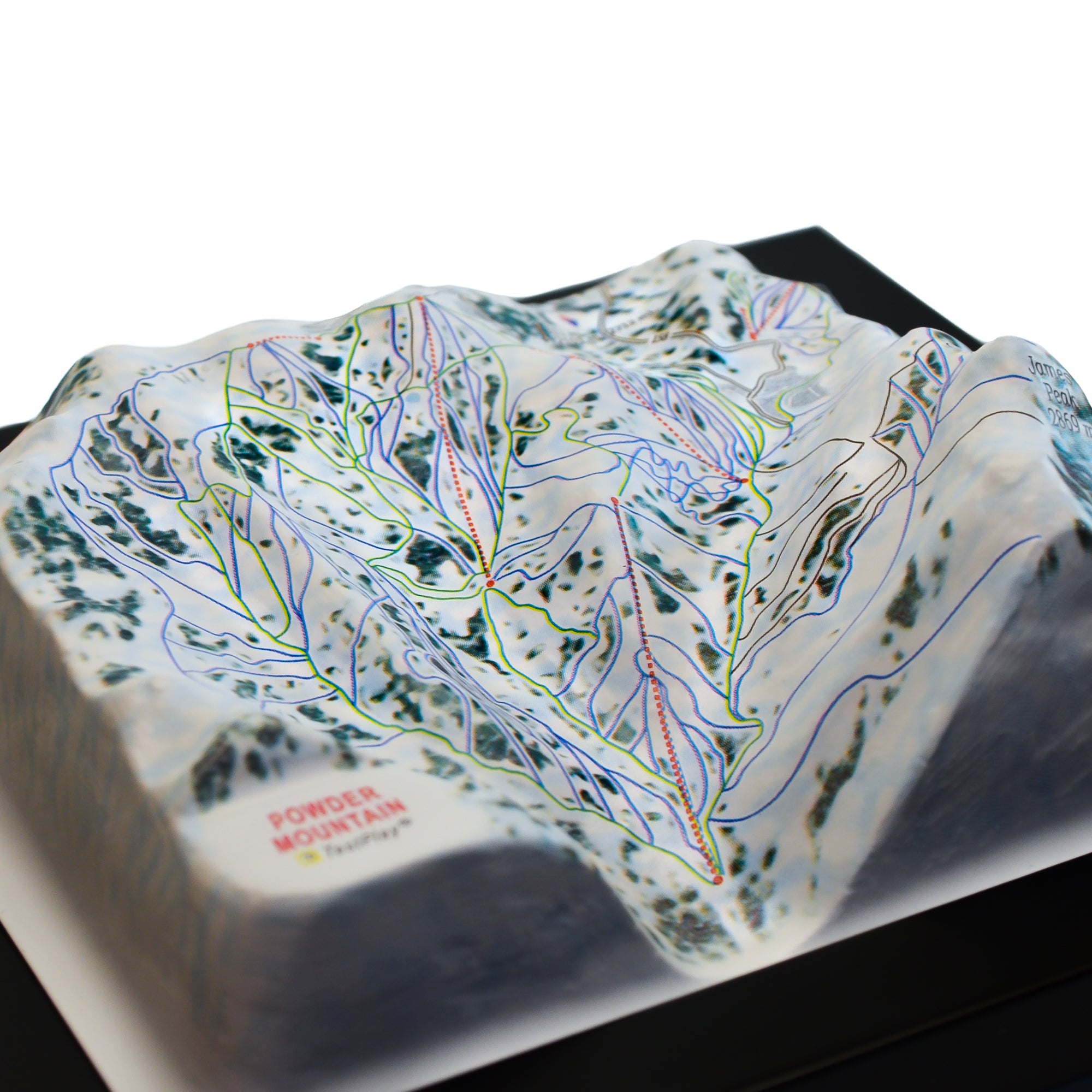 TestPlayNA 3D ski resort map of Powder Mountain showing terrain and lifts