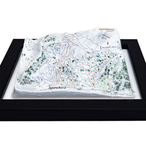TestPlayNA 3D ski resort map of Snowbird showing mountains, terrain, and lifts
