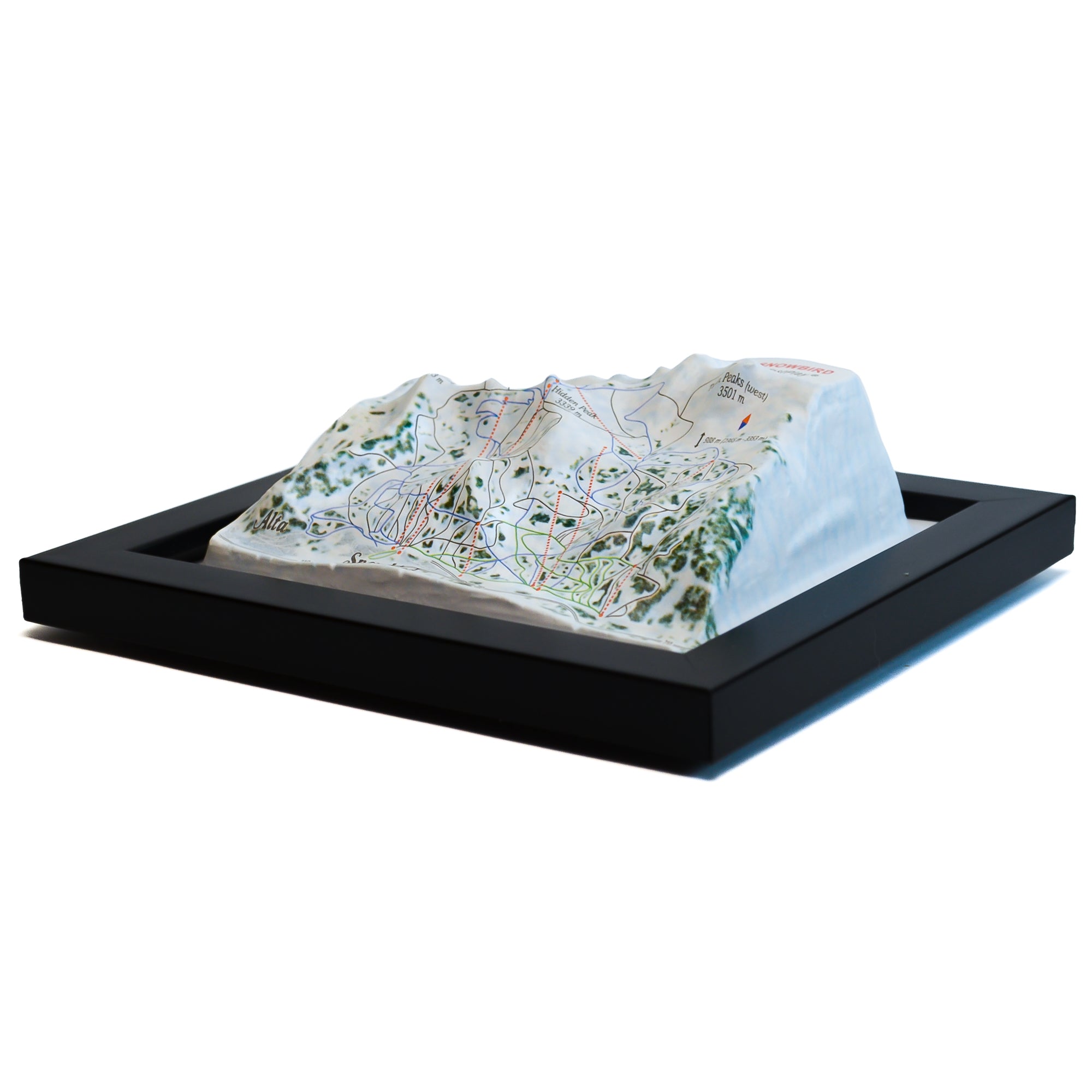 TestPlayNA 3D ski resort map of Snowbird showing mountains, terrain, and lifts
