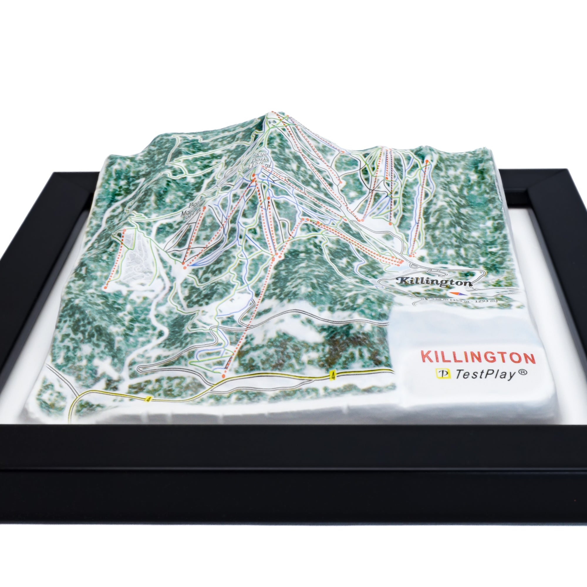 TestPlayNA 3D ski resort map of Killington showing peaks, terrain, and lifts