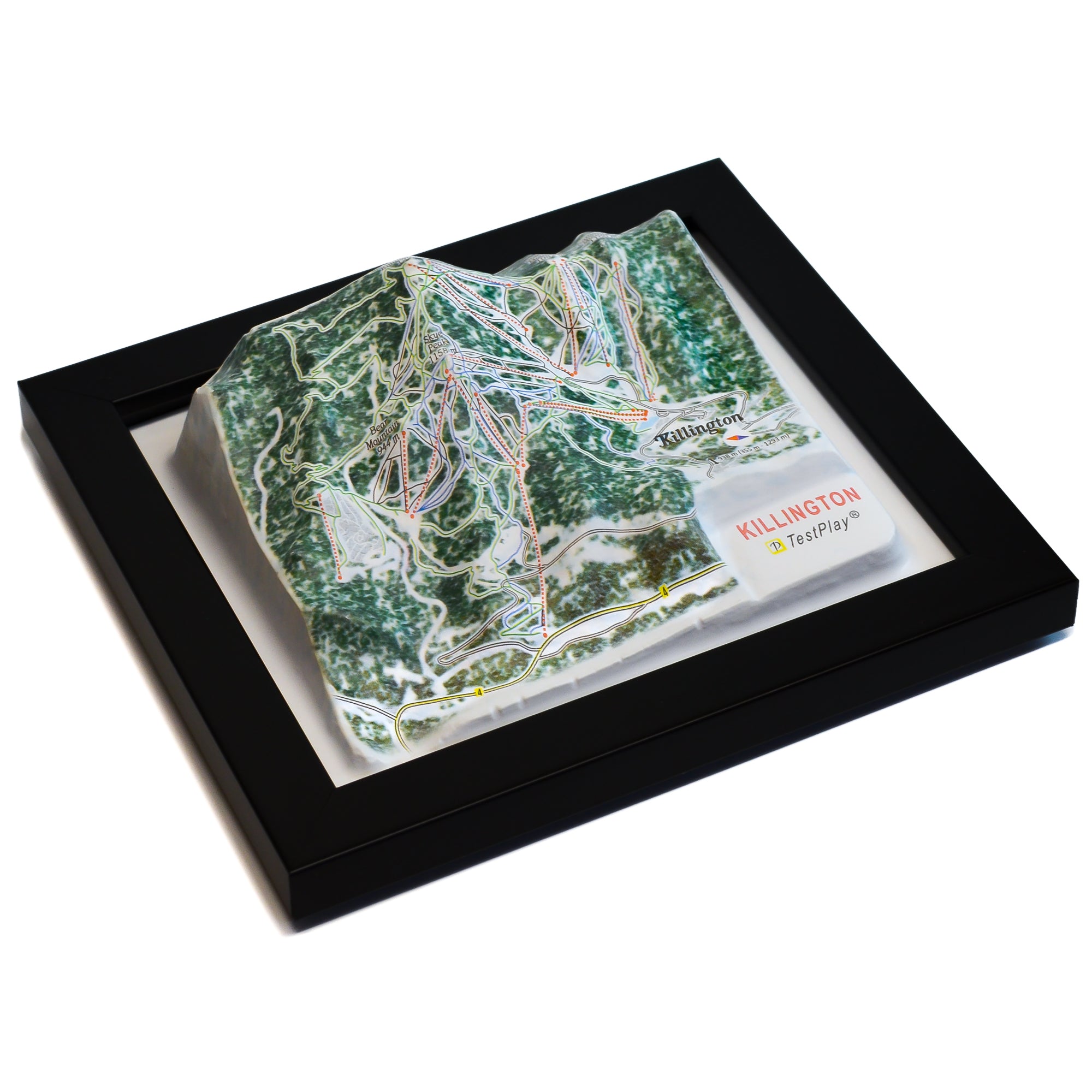 TestPlayNA 3D ski resort map of Killington showing peaks, terrain, and lifts