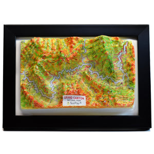 TestPlayNA 3D raised relief map of Grand Canyon National Park showing the gorge and Colorado River
