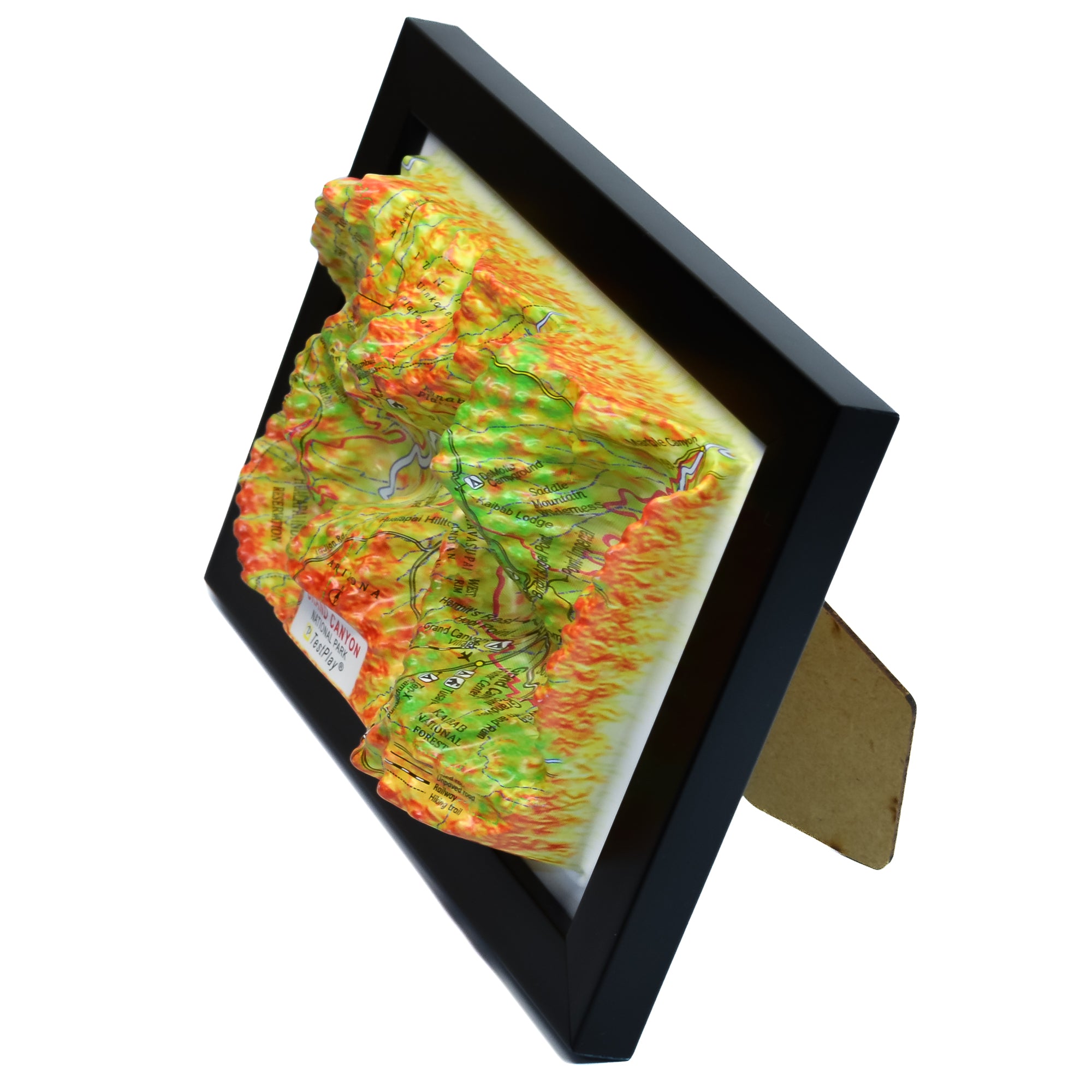 TestPlayNA 3D raised relief map of Grand Canyon National Park showing the gorge and Colorado River