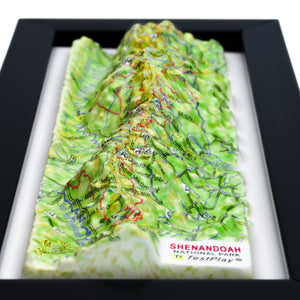 TestPlayNA 3D raised relief map of Shenandoah National Park showing the Blue Ridge Mountains and Skyline Drive