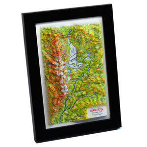 TestPlayNA 3D raised relief map of Grand Teton National Park showing the Teton Range and Jackson Lake